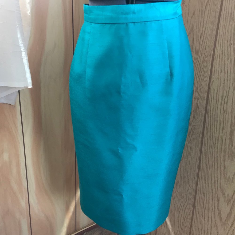 **LAST CHANCE** Vintage Donna Ricco Teal Pencil Skirt-PETITE
